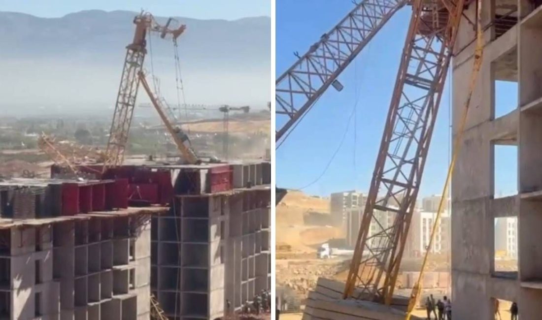 Kahramanmaraş'ta bir inşaat alanında Kule vincin devrilmesi sonucu bir personel