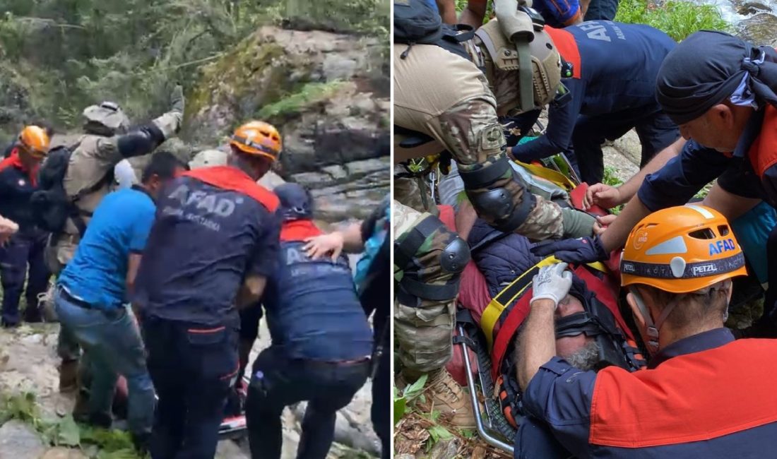 Bursa'da bir kişi balık tutmak için gittiği şelalede düştü. Düşmenin