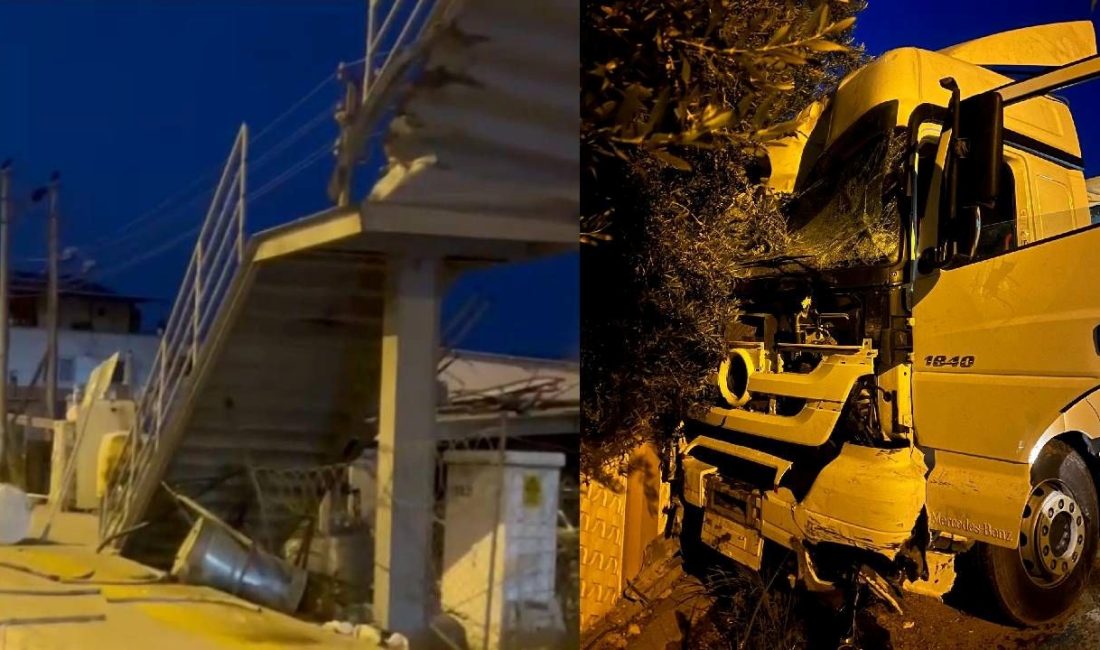 Mersin'de direksiyonda uyuduğu argüman edilen şoförünün denetiminden çıkan tır, evvel