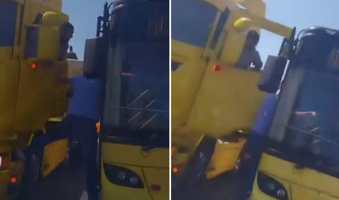 İstanbul'da yol verme tartışma nedeniyle TIR’da bulunan öteki kişi araçtan