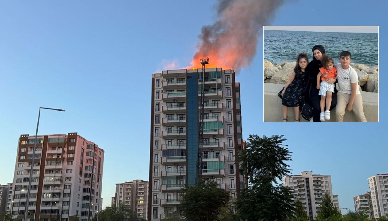 Diyarbakır'da 13 katlı bir apartmanda çıkan, anne ile 3 çocuğunun