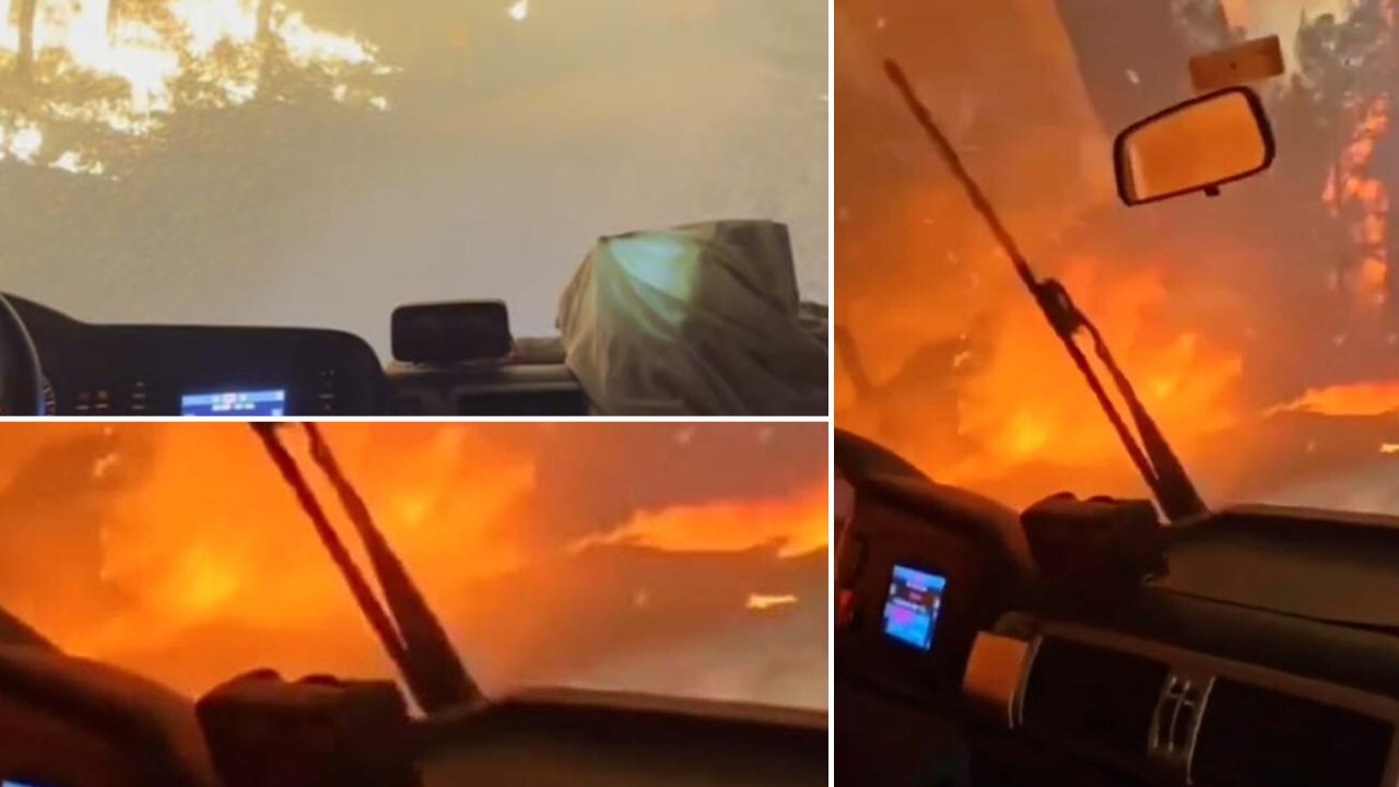 İzmir'in Buca ilçesindeki orman yangınında alevlerle uğraş sırasında kaygı dolu