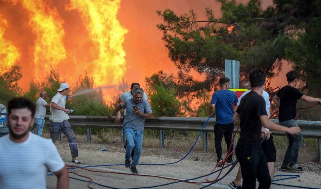 Bursa'nın Gürsu ve Kestel ilçeleri ortasındaki ormanlık alanda çıkan yangına
