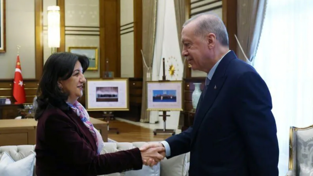 Cumhurbaşkanı Recep Tayyip Erdoğan, Beştepe'de DEM heyetiyle görüşüyor.