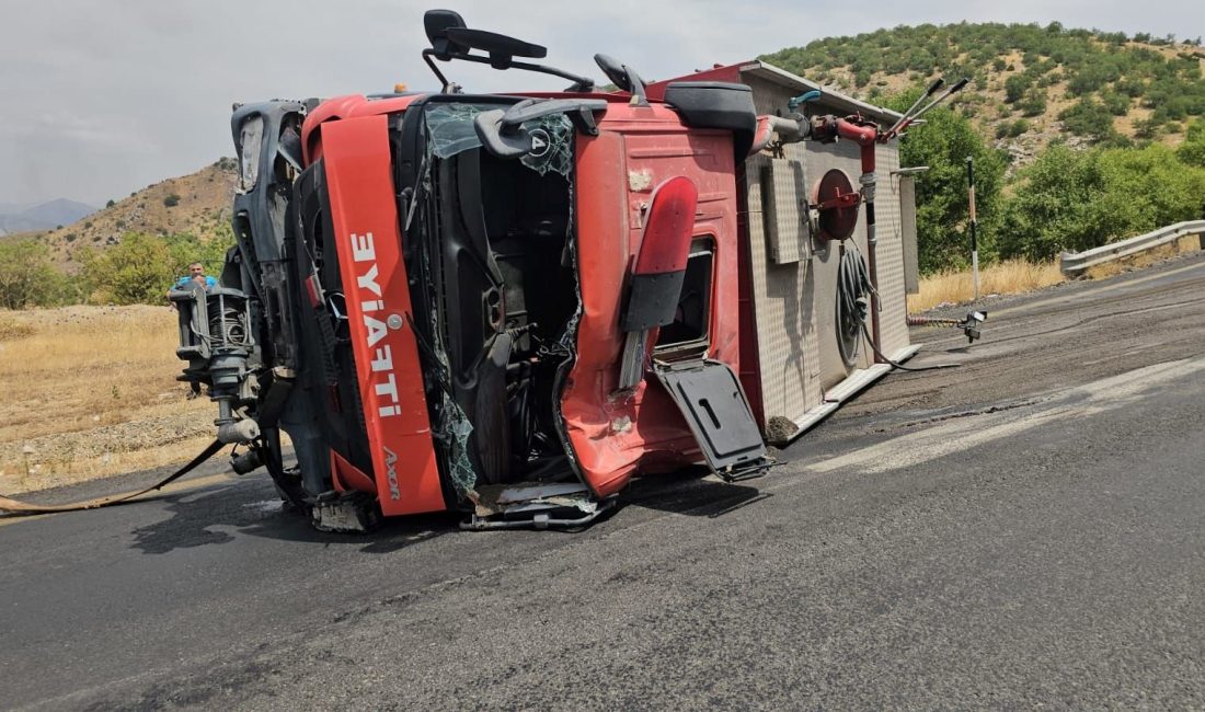 Diyarbakır'ın Ergani ilçesinde yangına giden itfaiye aracının devrildiği kazada 1'i ağır