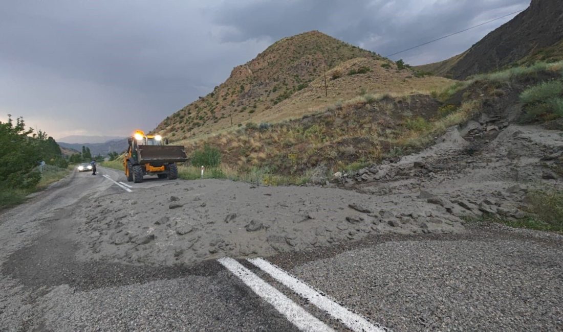 Erzurum-Narman yolu tesirli olan yağış sonrası sel oluştu.