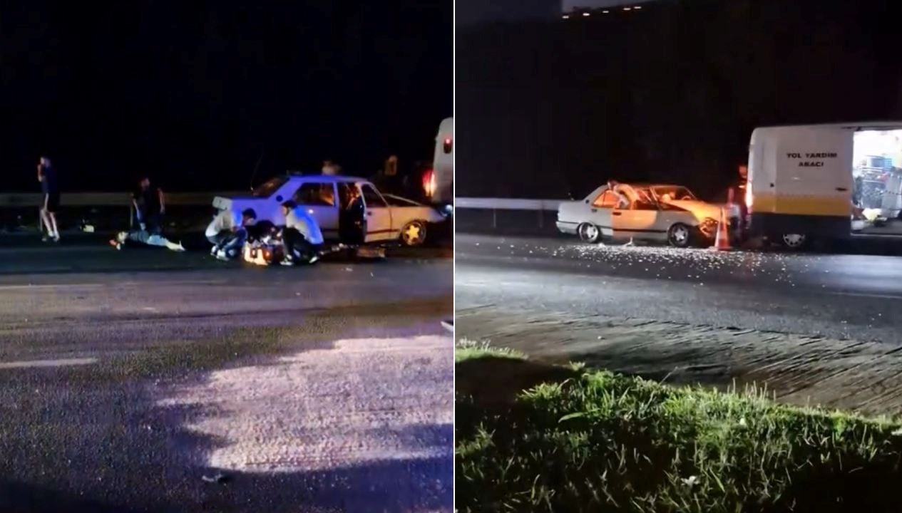 Küçükçekmece'de arızalanan İETT otobüsüne müdahale eden yol bakım emekçilerine arabanın