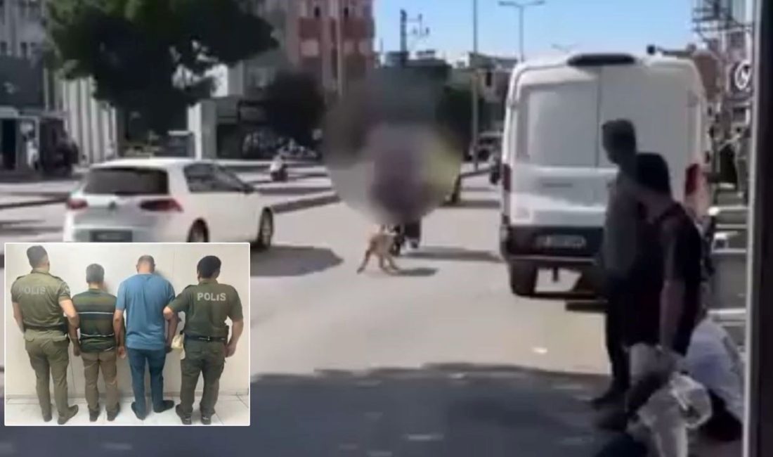 Gaziantep'te iki kişi motosikletin ardına bağladıkları köpeği zorla götürmeye çalıştı.