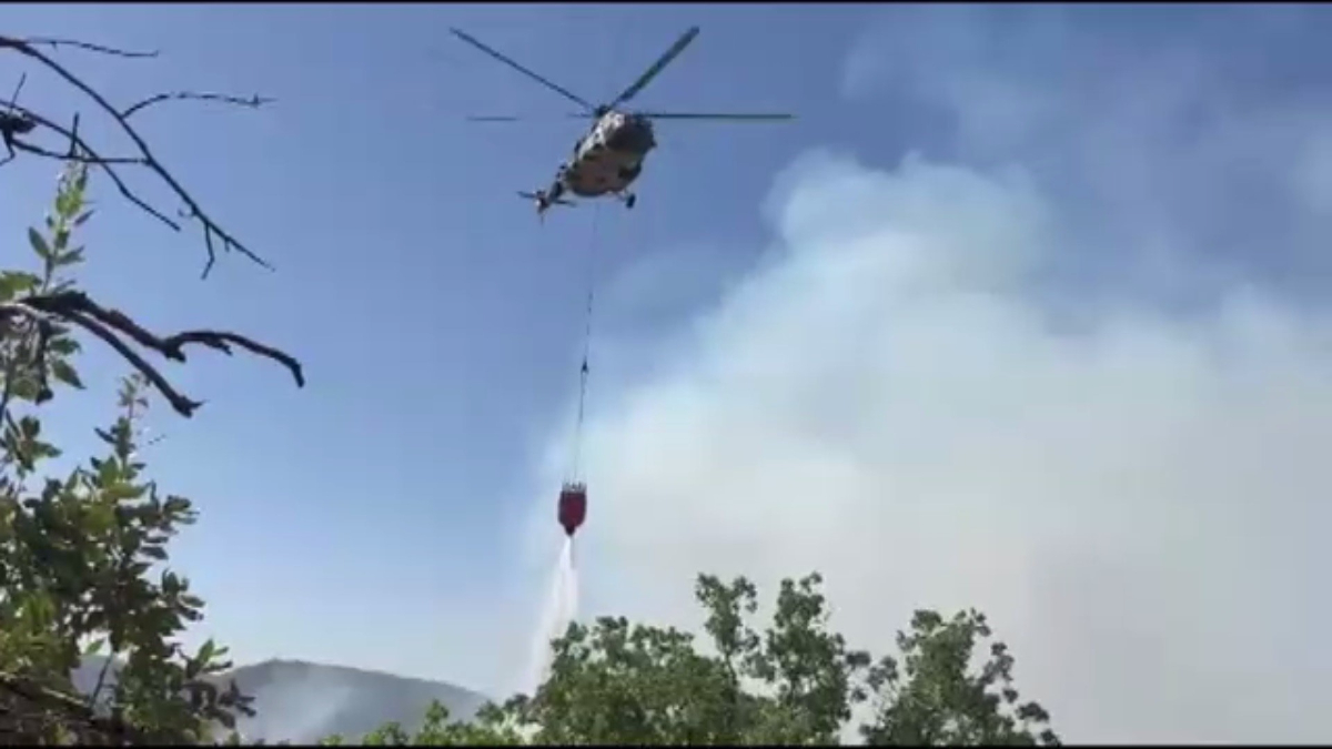 Gabar Dağı'nda çıkan örtü ve orman yangını havadan ve karadan