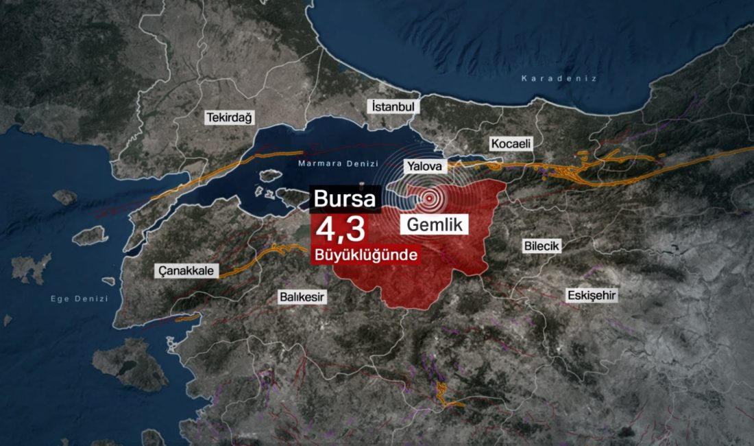 Bursa'nın Gemlik ilçesinde 4,3 büyüklüğünde zelzele oldu. Zelzele, İstanbul dahil