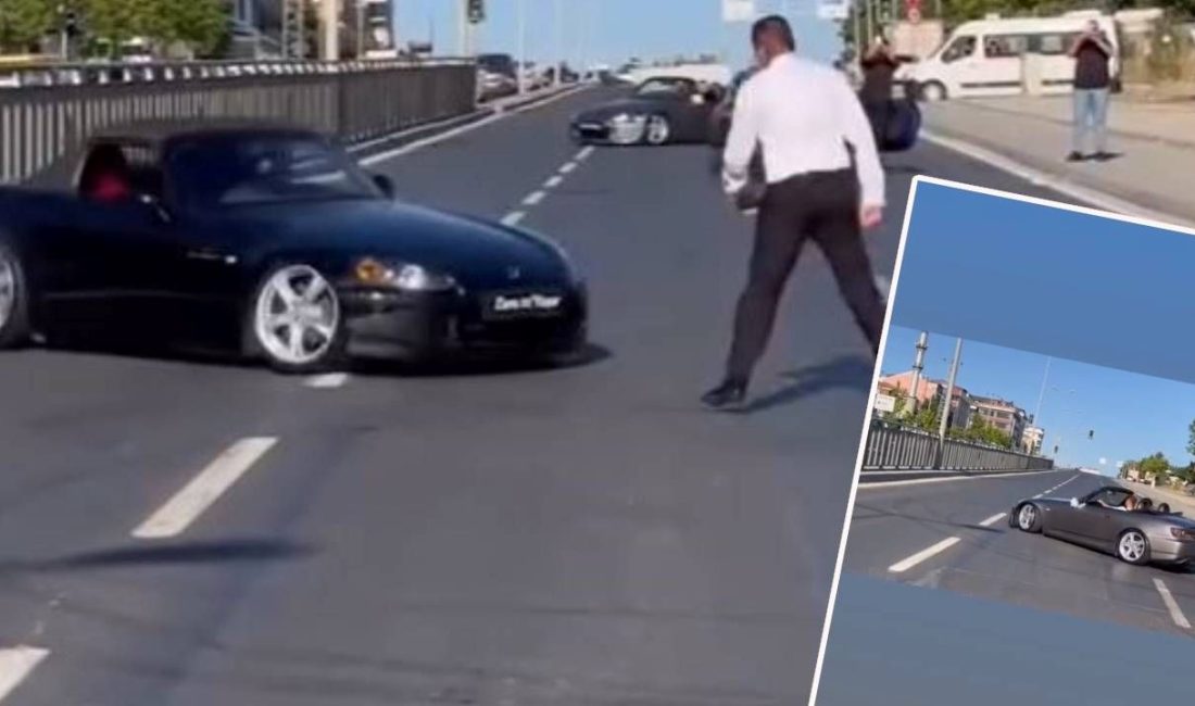 İstanbul'da düğün konvoyu yapan bir küme, kırmızı ışık yandığı esnada