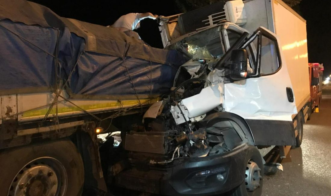 Banaz ilçesinde, park halindeki tıra geriden çarpan kamyonetteki 1 kişi