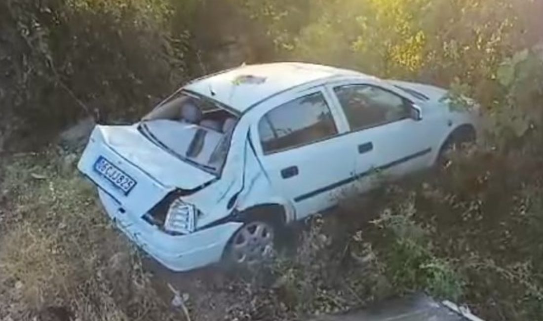 Çaycuma ilçesinde meydana gelen trafik kazasında direksiyon hakimiyetini kaybeden araba
