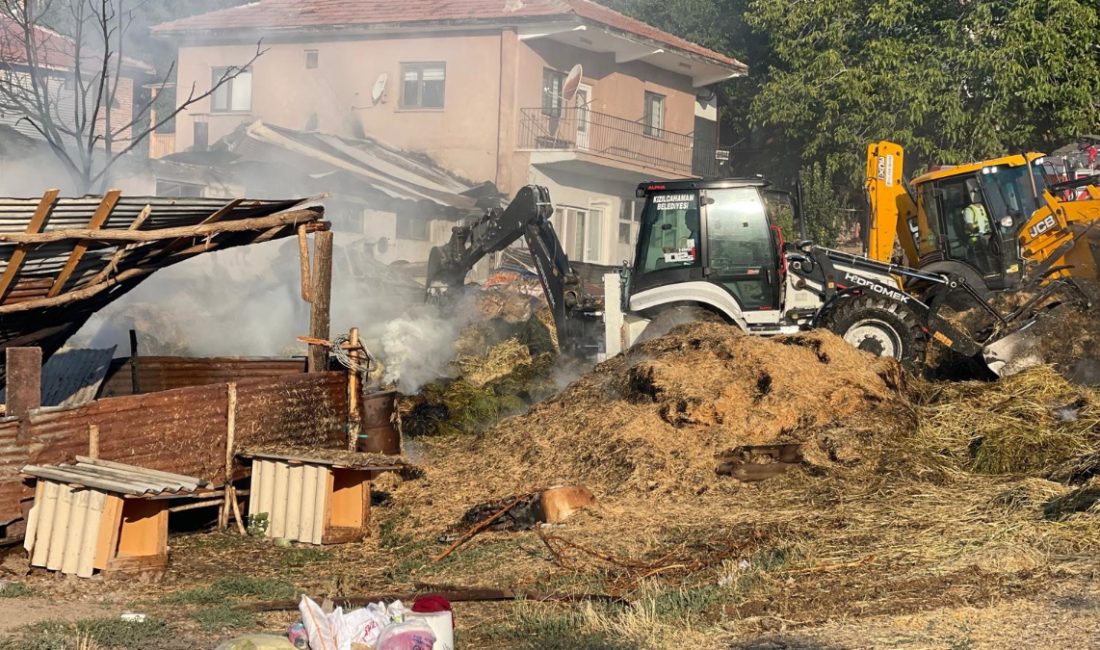 Kızılcahamam'da besi çiftliğinde çıkan yangın endişe dolu anla yaşatırken, grupların