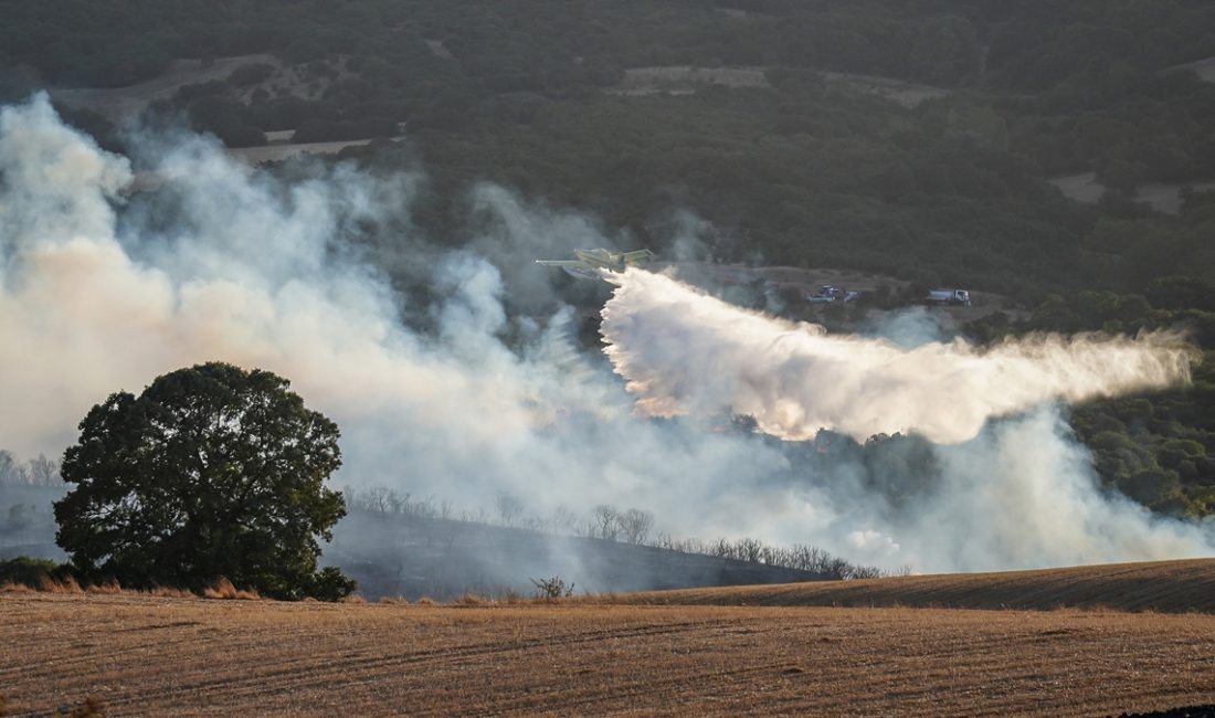 Susurluk ilçesinde çıkan orman yangını sonrası bölgeye gruplar sevk edilirken