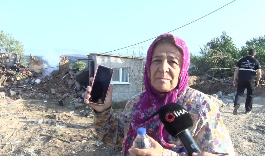 Bayramiç ilçesinde çıkan orman yangınında konutu ziyan gören Faize Soran,