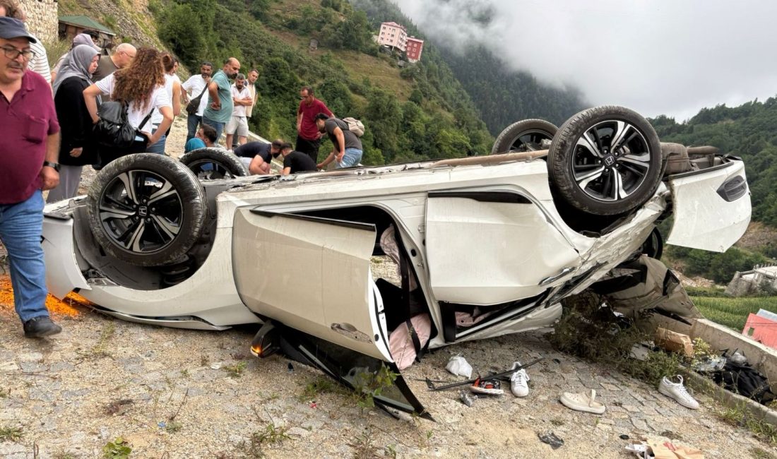 Giresun'un Dereli ilçesinde şoförünün park etmek için hareket yaptığı araba,