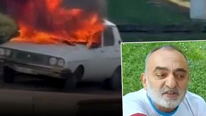 Türkiye Büyük Millet Meclisi önünde beyaz bir torosu ateşe veren,