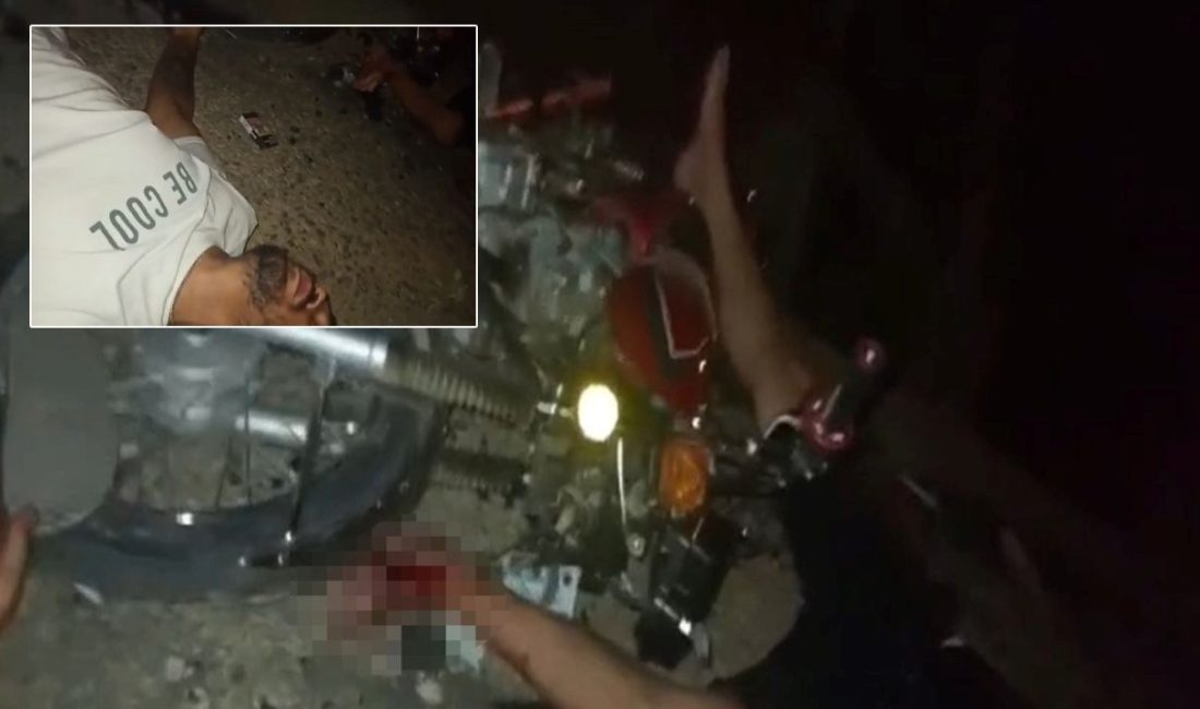 Adana'da motosikletiyle kaza yapan Atakan E, yaralı halde çektiği görüntüyü