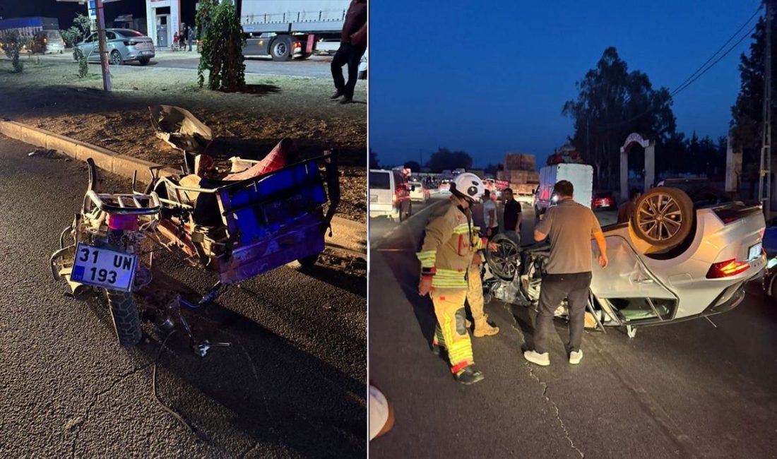 Hatay'da bir araba ile sepetli motosiklet çarpıştı. Feci kazada altı