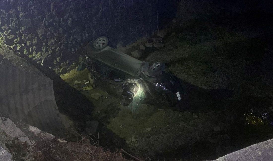Sinop'ta bir araba dereye devrildi. Kazada üç kişi yaralandı.