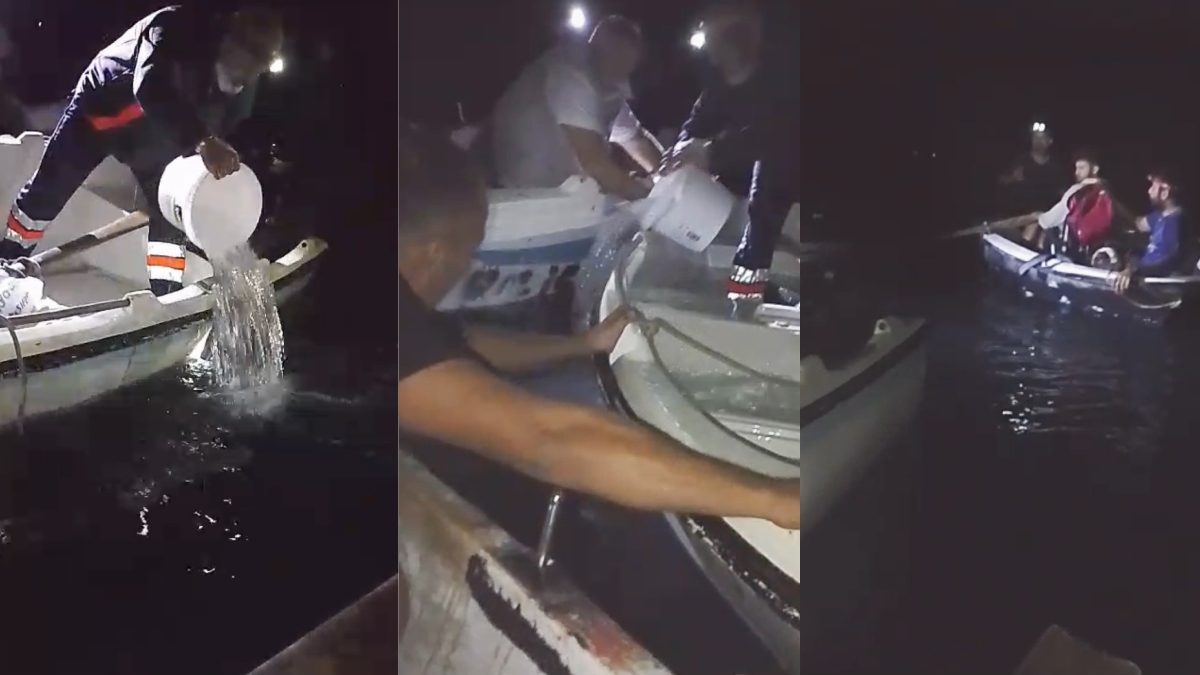 Mezitli ilçesi açıklarında balıkçı teknesi alabora olurken teknede bulunan 2