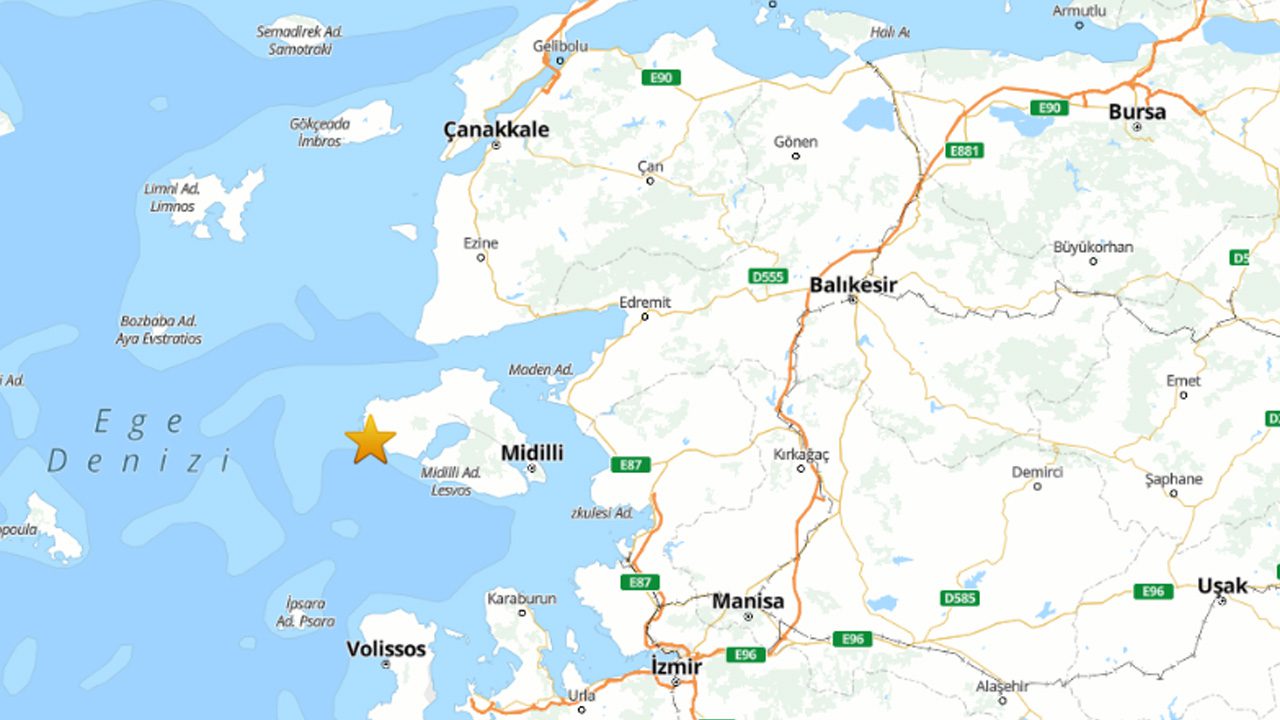 Ege Denizi'nde, Midilli Adası açıklarında 3.5 büyüklüğünde deprem meydana geldi.