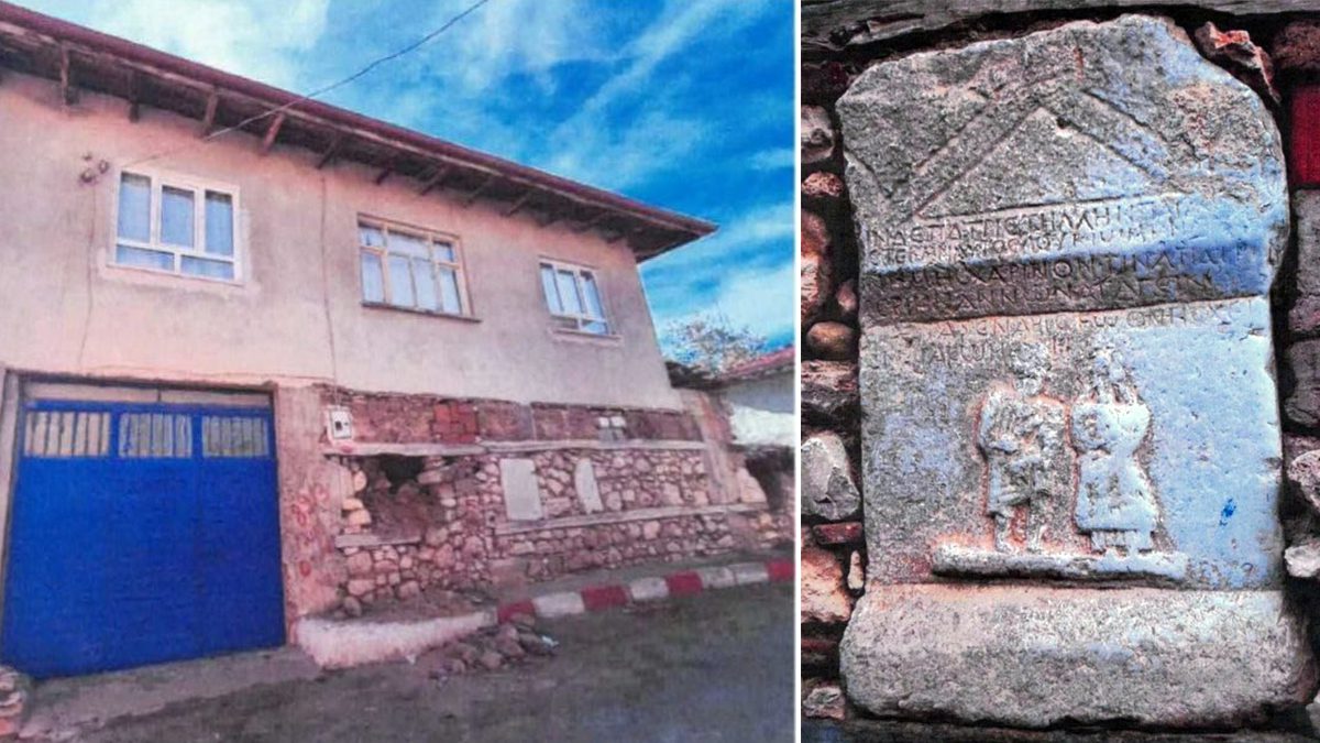 Yalvaç ilçesi Kurusarı köyünde, eski bir ahşap evin temel duvarında