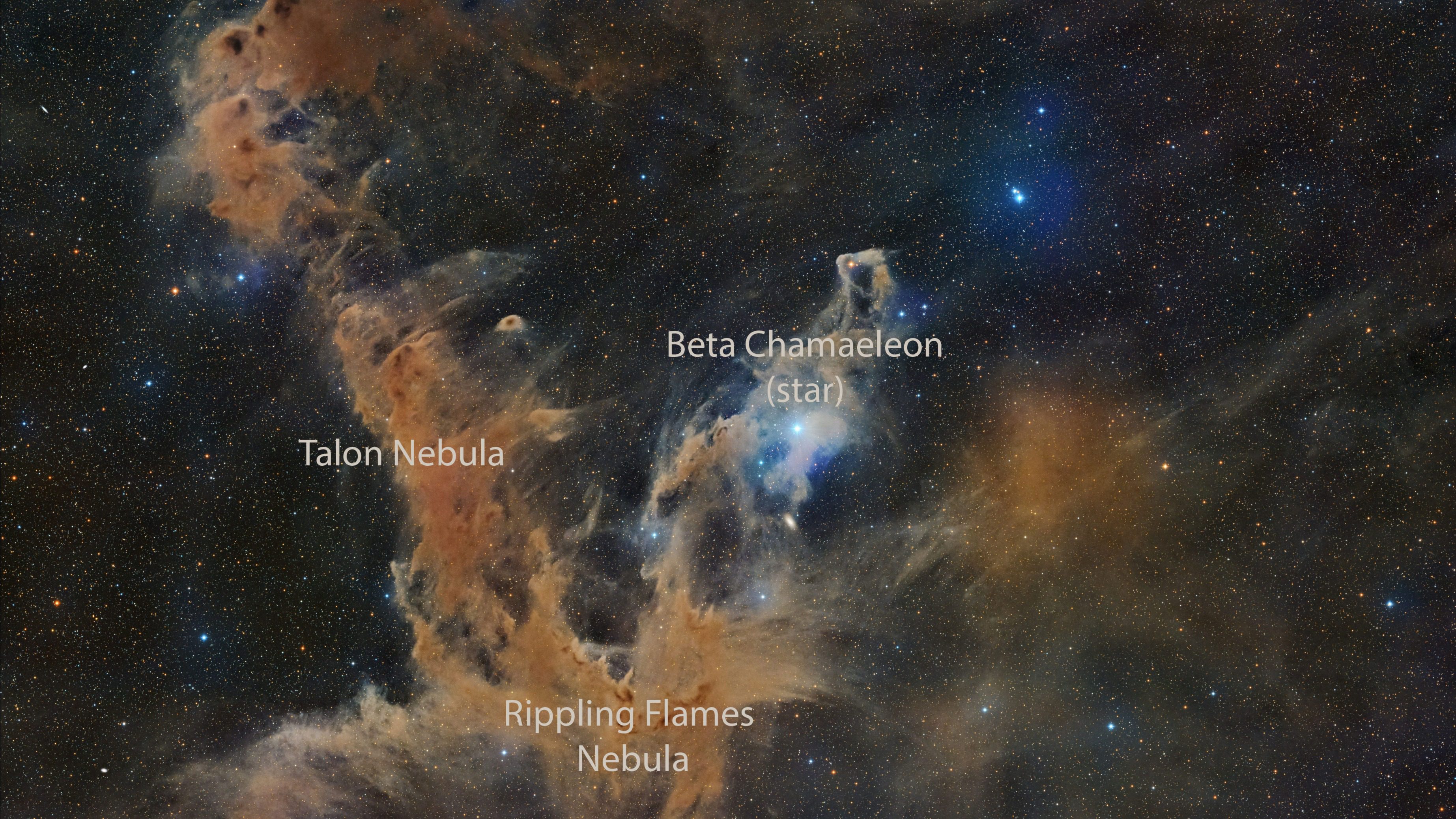 NASA, Samanyolu'nun derinliklerindeki Bukalemun (Chamaeleon) Takımyıldızı’ndaki karanlık bulutsuların (Nebula) 11.4