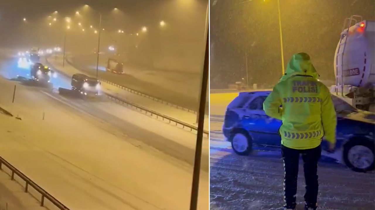 D-100 kara yolunun Bolu Dağı kesiminde, kar yağışının etkisini artırması