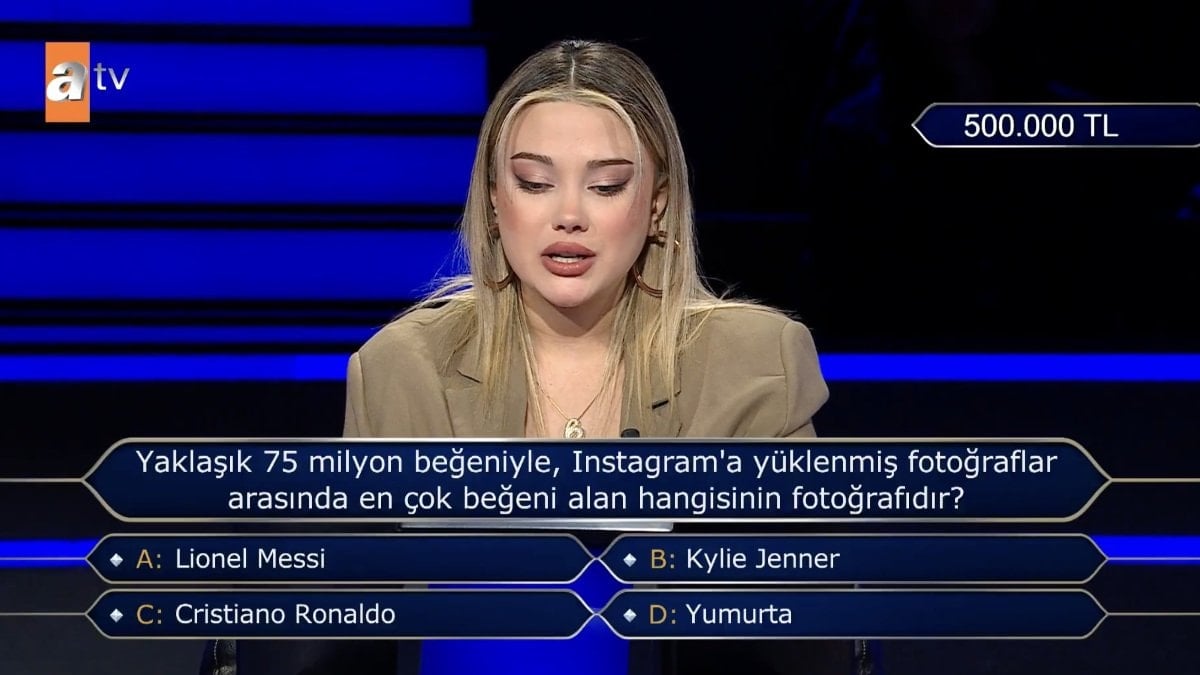 Atv ekranlarında yayınlanan Kim Milyoner Olmak İster'de sorulan 500 bin
