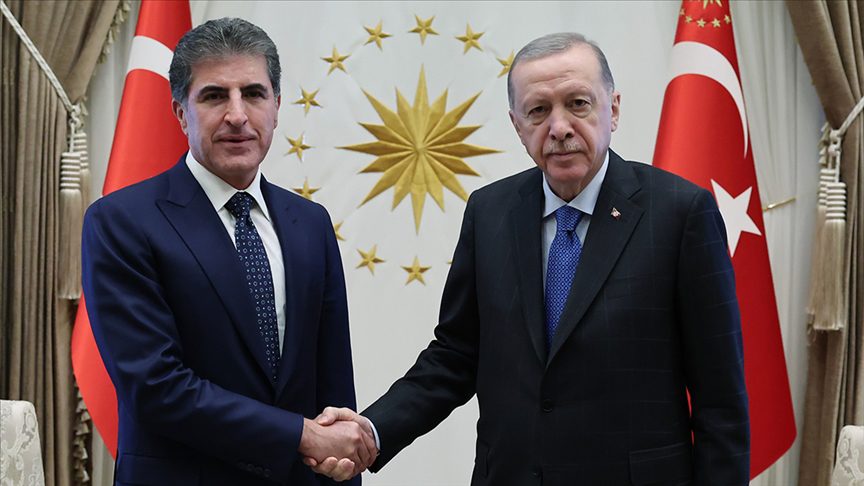 Cumhurbaşkanı Erdoğan, Irak Kürt Bölgesel Yönetimi Başkanı Neçirvan Barzani ile