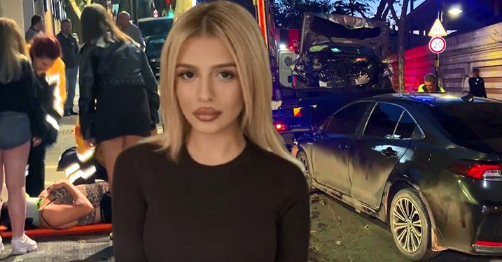 İstanbul Çırağan Caddesi'nde iki otomobilin kafa kafaya çarpıştığı trafik kazasında
