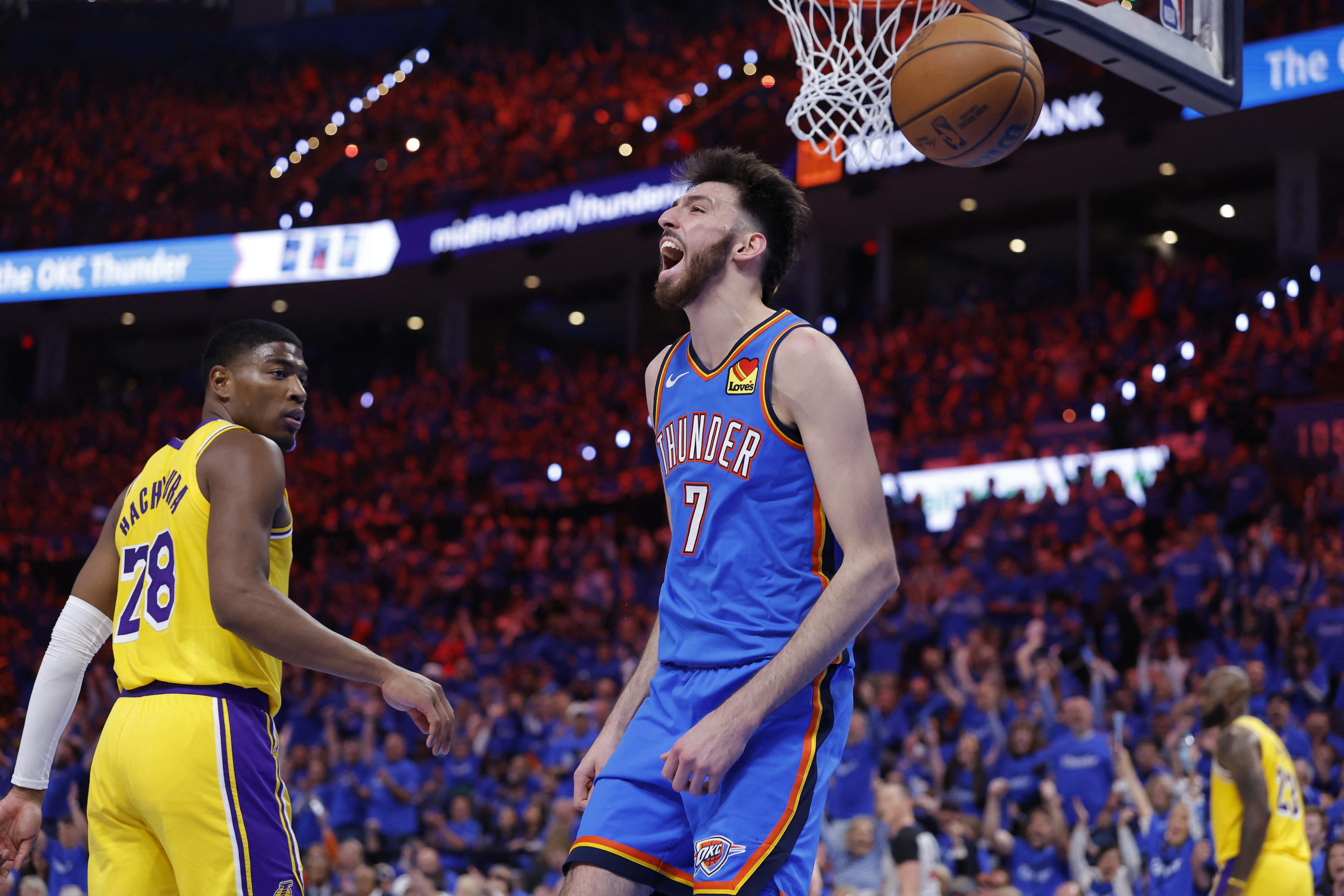 NBA play-off'larında Thunder konuk ettiği Los Angeles Lakers'ı 108-90 mağlup