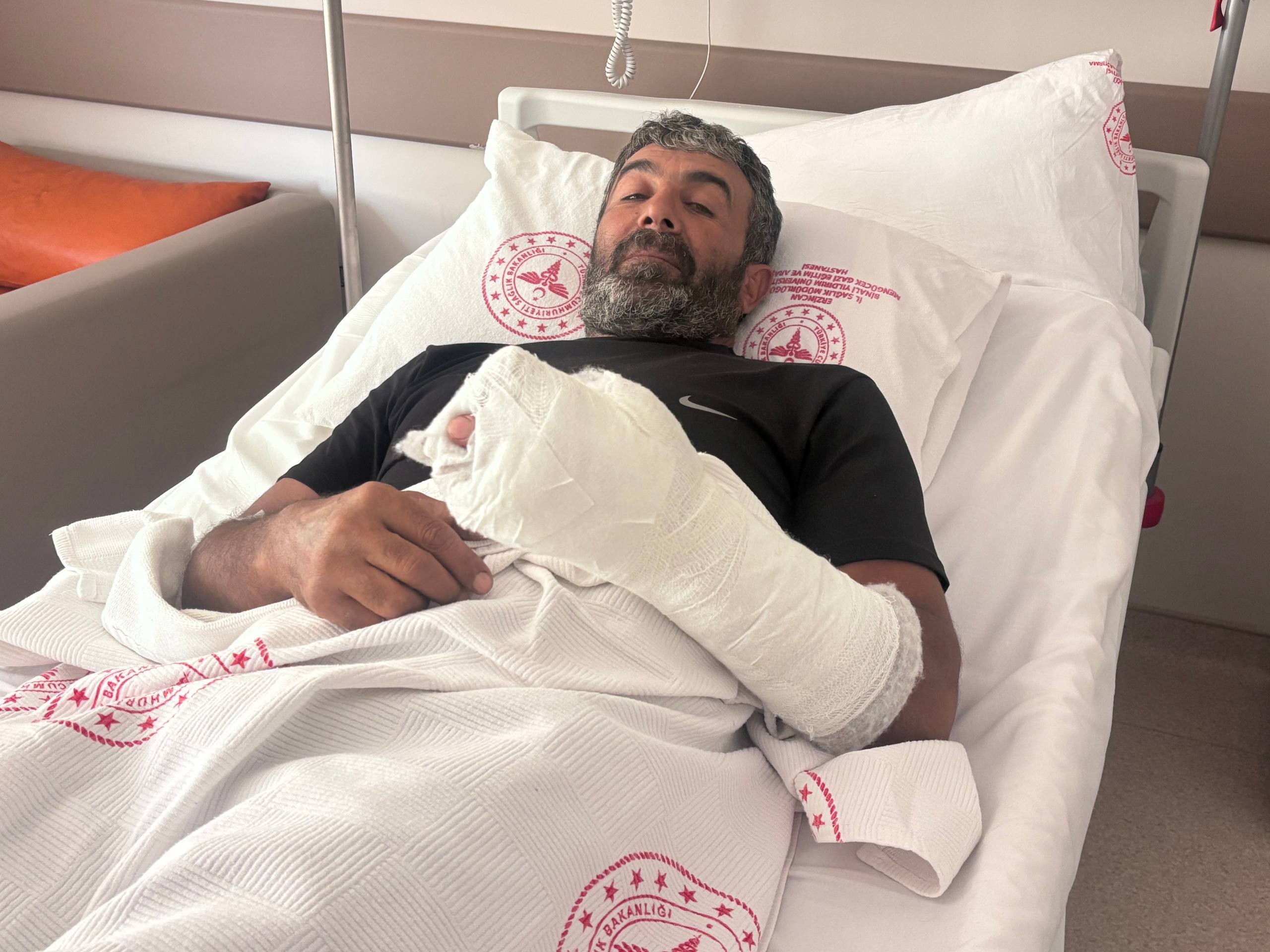 Erzincan'ın Tercan ilçesinde ayının saldırması sonucu yaralanan kişi hastanede tedavi
