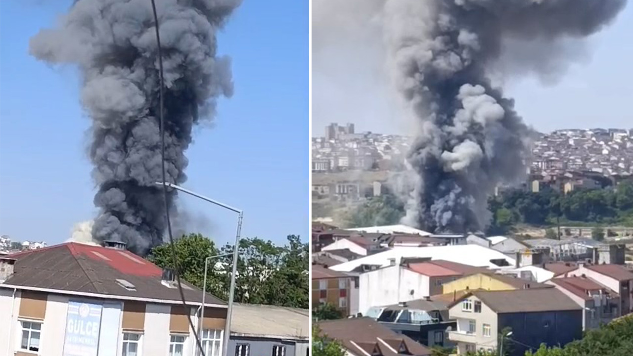 İstanbul'da bir fabrikada yangın çıktı. Yangın nedeniyle oluşan yoğun duman