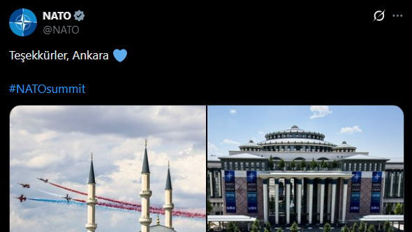 Ankara'da düzenlenen NATO Zirvesi'nin sona ermesinin ardından NATO'nun resmi sosyal