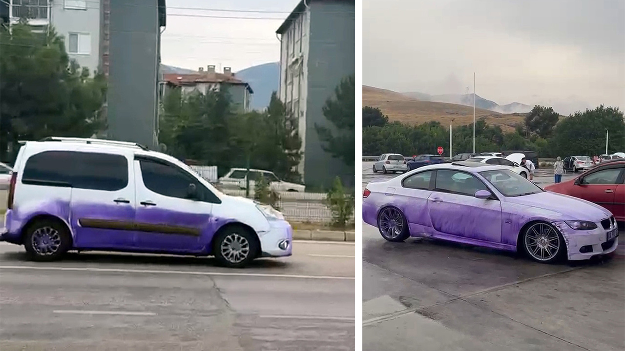 Afyonkarahisar'da araçları mora boyayan yolun sırrı çözüldü. Savcılık, olayın sorumluları