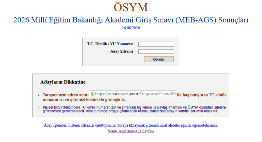 Öğretmen adaylarının Milli Eğitim Akademisi'ne kabul edilmek için girdiği AGS