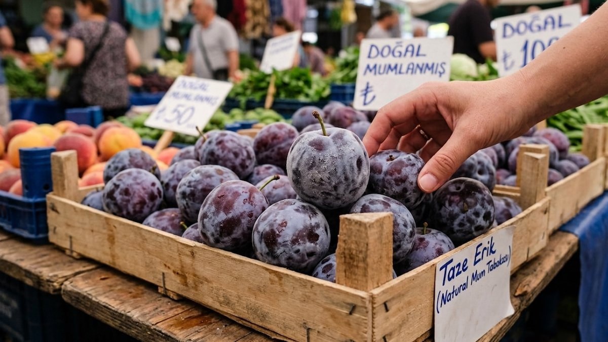 Pazar ve marketlerde mor eriklerin üzerinde sıkça görülen mat beyaz