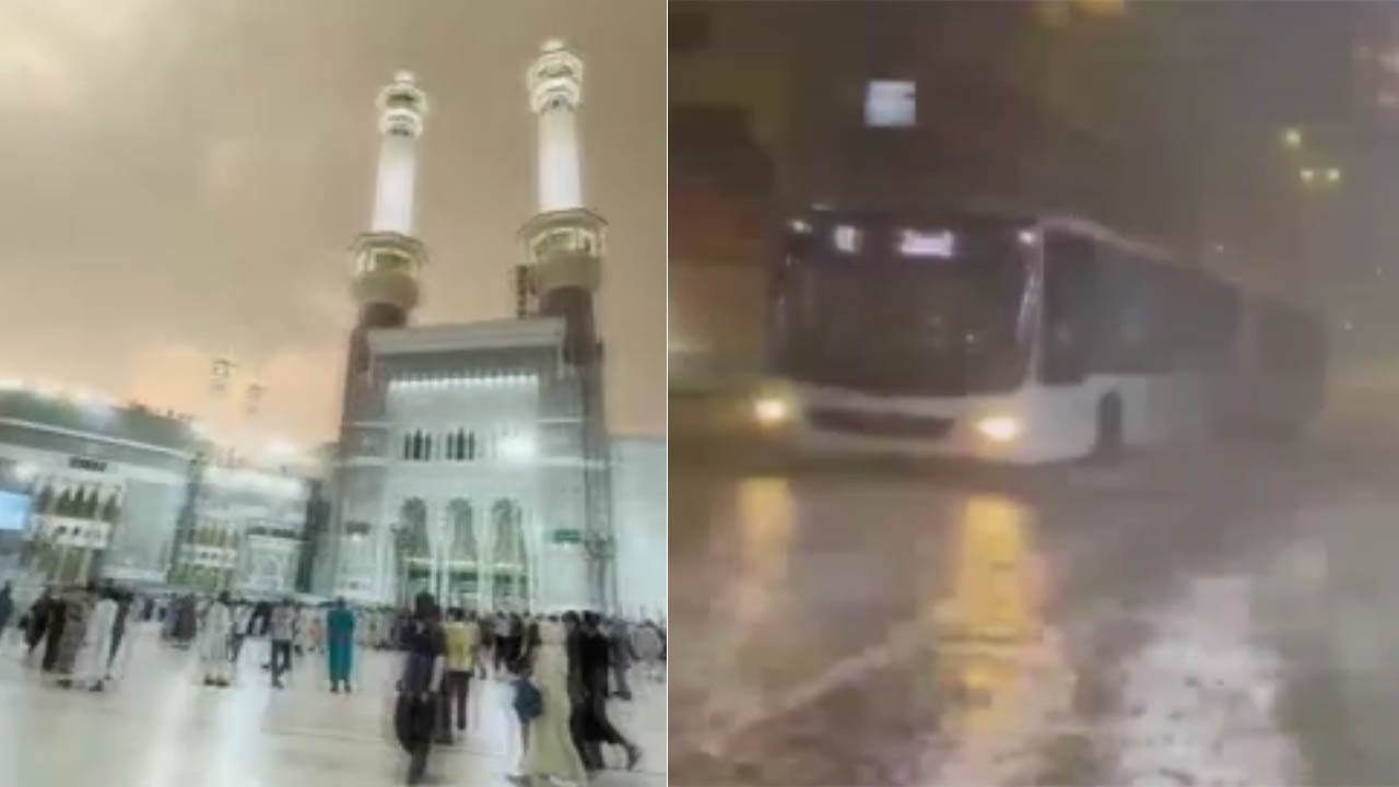 Mekke'de şiddetli yağış ve fırtına etkili oldu. Mescid-i Haram'da bulunan