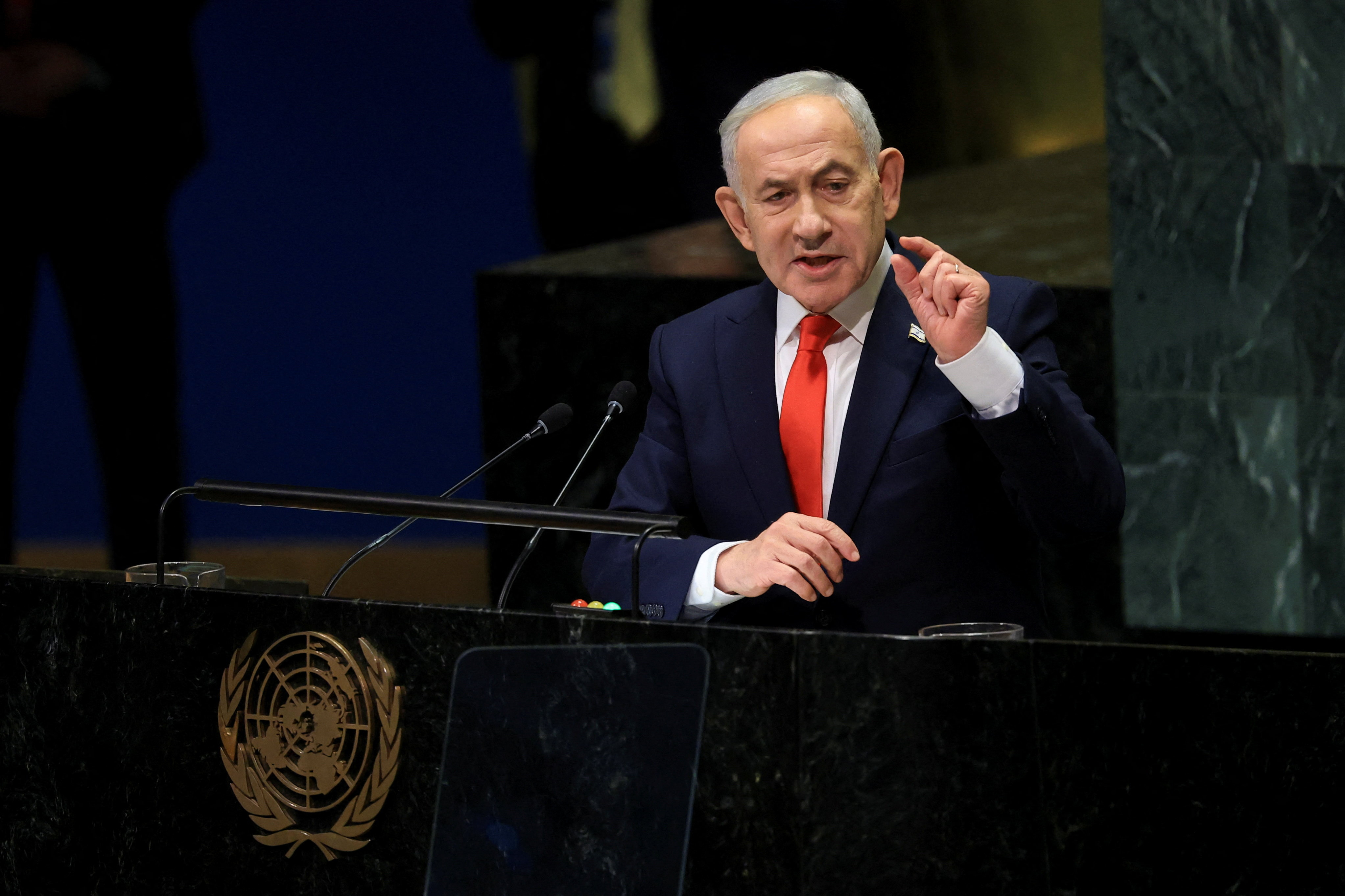İsrail Başbakanı Binyamin Netanyahu, BM Genel Kurul'daki konuşması sırasında protesto