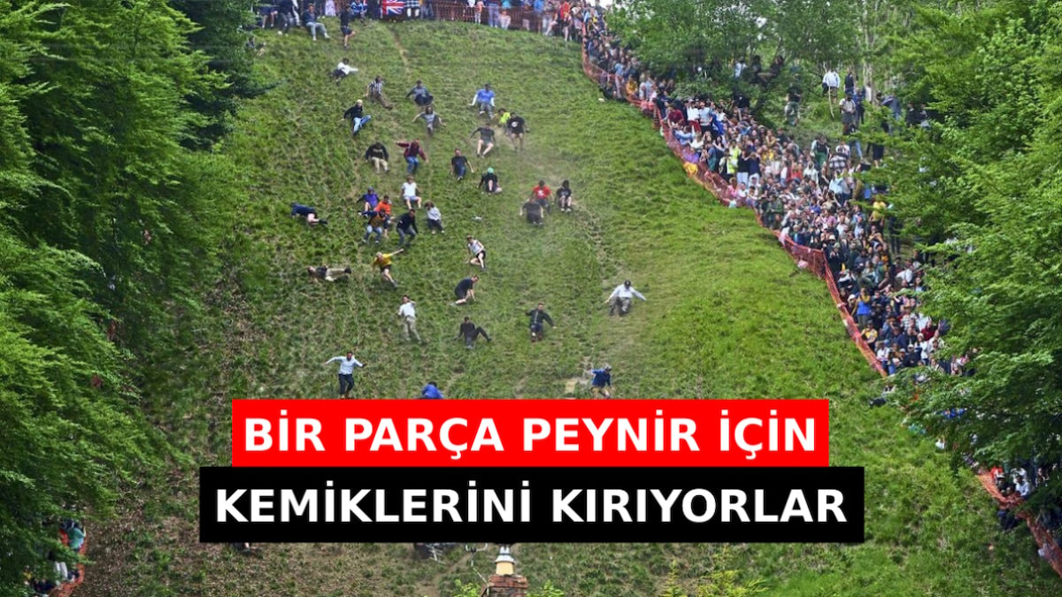 İngiltere’de her yıl düzenlenen geleneksel peynir yuvarlama yarışması, insan Rus